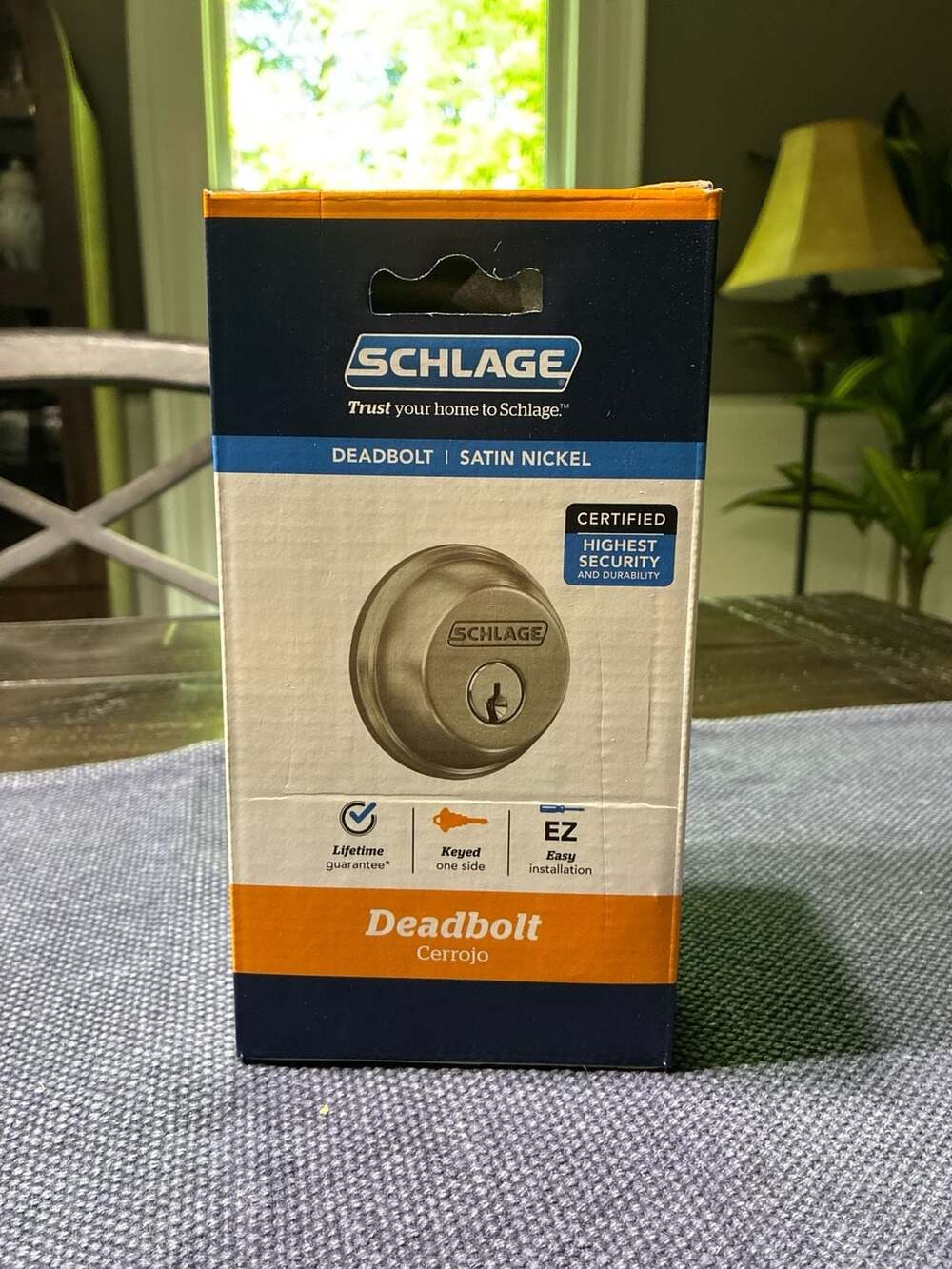 NEW Schlage B60N G 619 Single Cylinder Deadbolt, Satin Nickel, never opened
